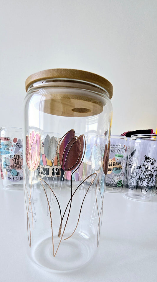 Gold Tulip Glass Can